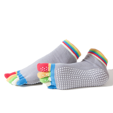 Accessoires Fitness - Musculation,Valable 1 paire femmes sport Yoga chaussettes cinq doigt pantoufle anti - Type Colorful Gray
